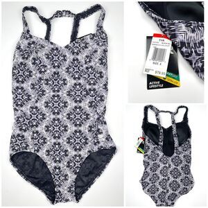 TYR DuraFast Elite DIAMOND VALLEY Gray ControlFit 1pc Swimsuit Black 8